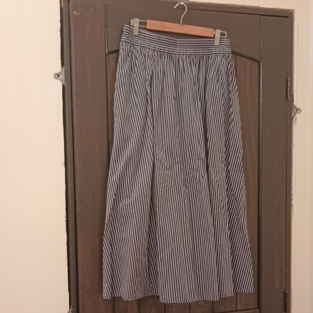 A New Day Navy Striped Cotton Skirt